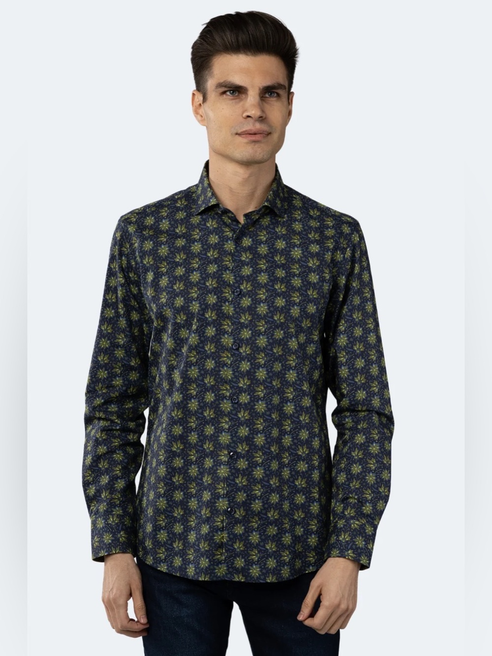 Visconti Black Floral Cotton Shirt Small 37/38